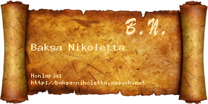 Baksa Nikoletta névjegykártya